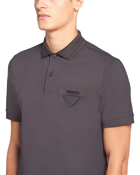 Smoky Gray Piqué polo shirt with triangle logo 